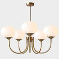 5-Light White Globe Chandelier, Gold Sputnik