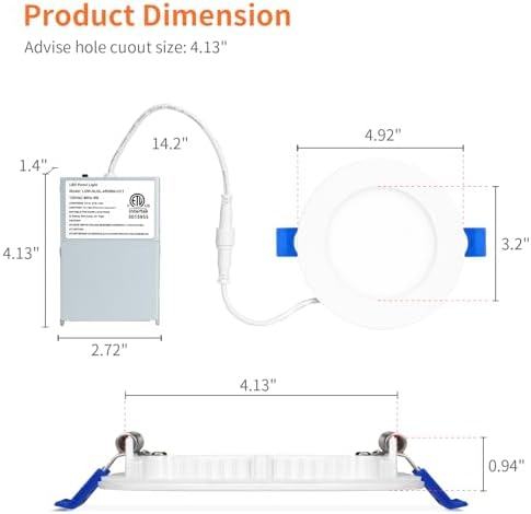 Meconard 24 Pack 4 Inch LED Recessed Lighting