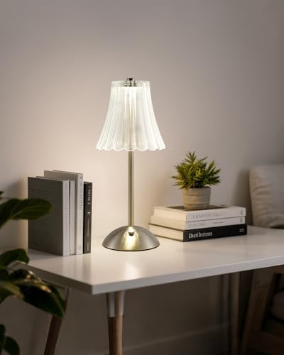 Satin Nickel Rechargeable Cordless Touch Table Lamp, 3 Colors