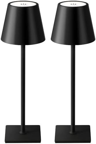 KDG 2 Pack Cordless Black Table Lamps