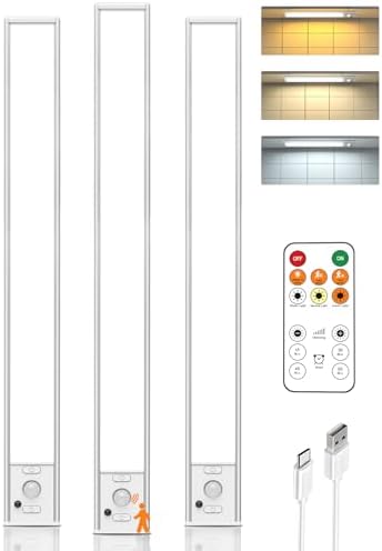 Rechargeable Under Cabinet Lights, Remote, 3 Pack