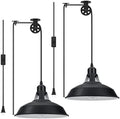 Lomoky Black Barn Plug-In Pendant Light, 2 Pack