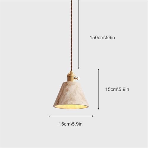 Modern Nordic Travertine Pendant Light, Brass Finish