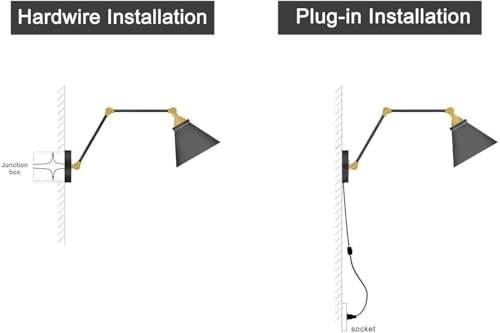 LALUZ Adjustable Swing Arm Wall Sconces, 2 Pack