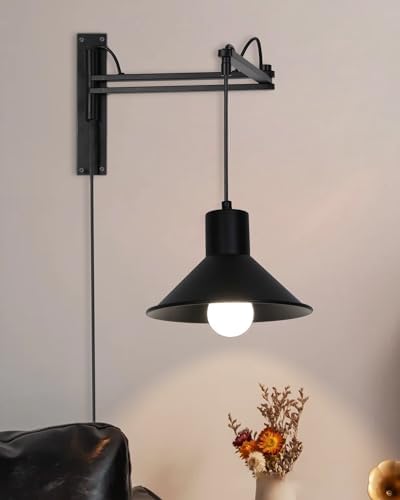 Plug-in Swing Arm Wall Sconce with Dimmable Switch