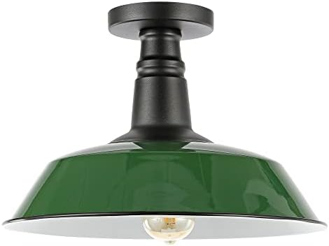 JONATHAN Y Camila 14" Industrial Semi Flush Mount, Black/White