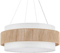 30” Fabric Rattan Chandelier, Off-White