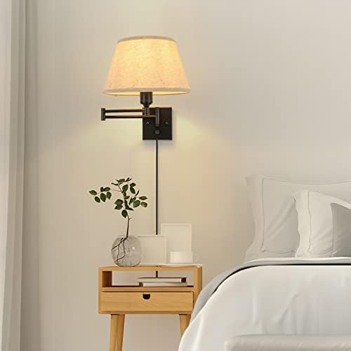 TRLIFE Dimmable Plug-in Swing Arm Wall Sconces, 2 Pack
