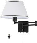 17" Swing Arm Wall Lamp, White Fabric Shade