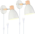 White Swing Arm Wall Sconces, Set of Two