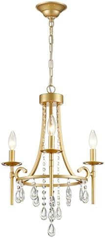 Small 3-Light Gold Crystal Chandelier