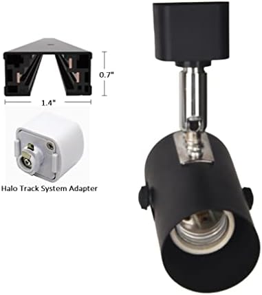 H-Type E26 Track Lighting Heads, 4-Pack, Black