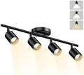 LED 4 Light Track Lighting Kit, Black Ceiling Spotlights, Modern Track