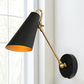 ZEVNI Modern Swing Arm Wall Lamp, Black