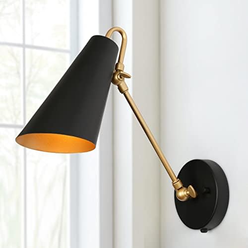 ZEVNI Modern Swing Arm Wall Lamp, Black