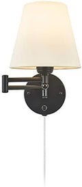 Plug-in Swing Arm Wall Lamp with Ivory Linen Shade, 1 Light