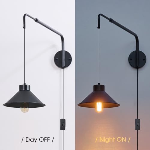 Black Swing Arm Wall Sconce, 34.64" Rod
