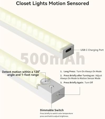 8Inch Under Cabinet Lighting Rechargeable with Charge Station, 6Pack