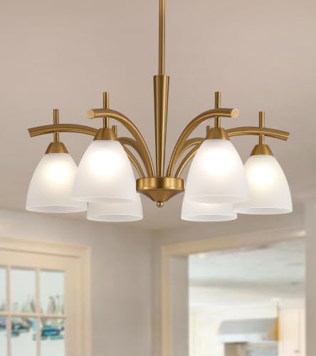 Q&S Antique Brass Gold 6-Light Chandelier