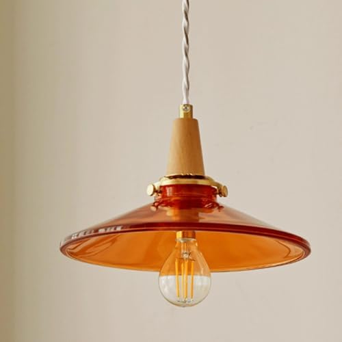 Oldsix-66 Amber Glass Pendant Light, Brass Finish