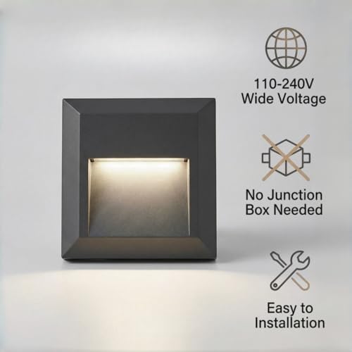 ZONK Outdoor Indoor Step Lights 110V-240V, Non-dimmable 4000K Stair