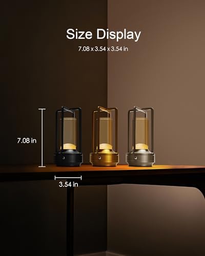 2 Pack Gold Cordless Rechargeable LED Table Lamps