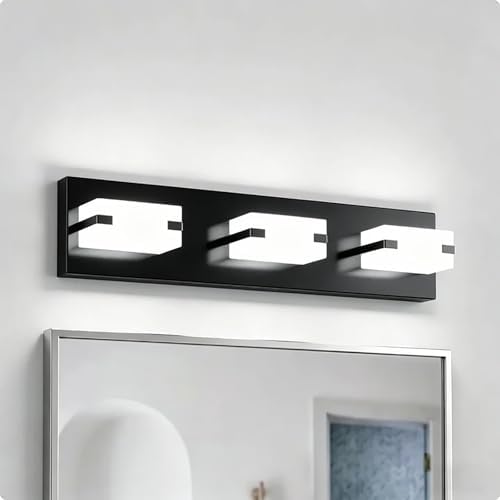 3-Light Matte Black LED Bathroom Vanity Light