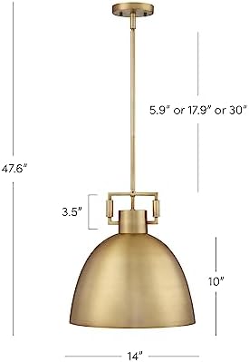Nathan James Leigh Pendant Light, Antiqued Brass