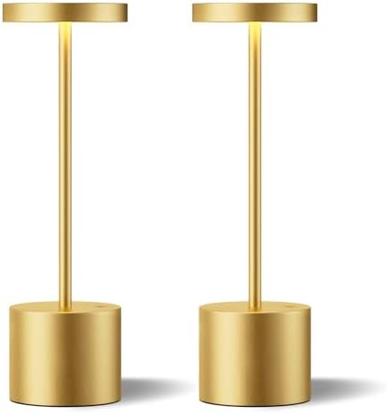 Light Gold Cordless Rechargeable Table Lamp, 4000mAh Battery