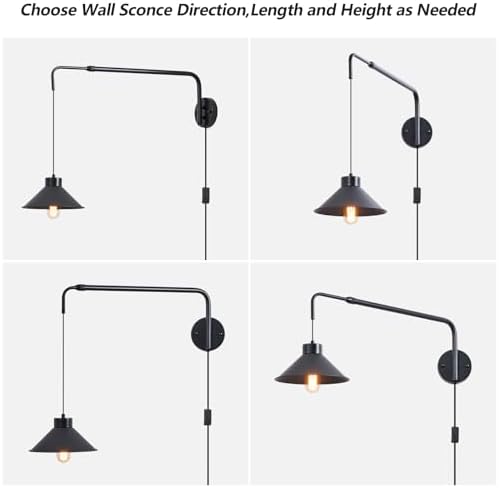 Black Swing Arm Wall Sconce, 34.64" Rod