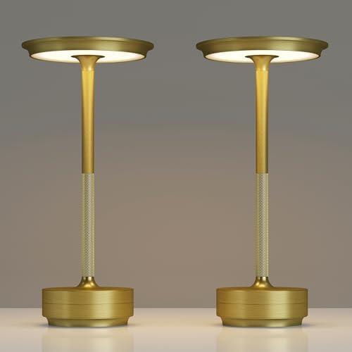Rechargeable Cordless Table Lamps with 3-Color Touch Dimming — Set of 2