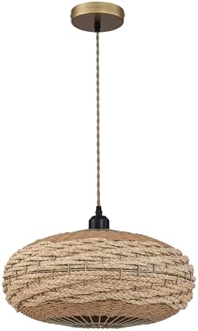 Handmade Rattan Oval Pendant Light, 16" Wide