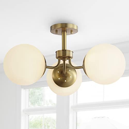 JONATHAN Y Olivier 3-Light Semi Flush Mount 23.5" Metal, Brass Gold