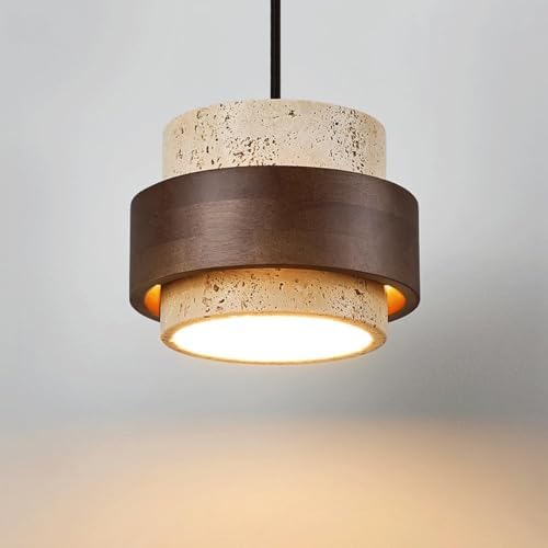 Vintage Natural Stone Pendant Light, Walnut
