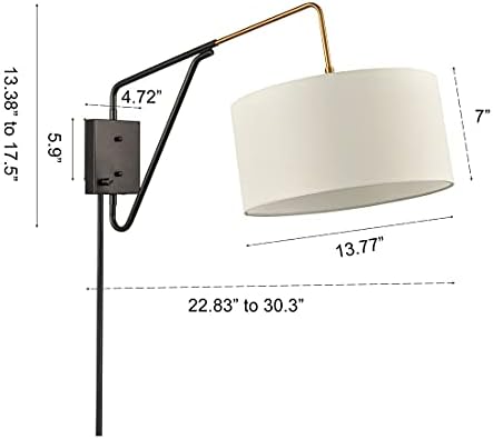 HOLKIRT Modern Swing Arm Wall Sconce, Off-White 13.77"