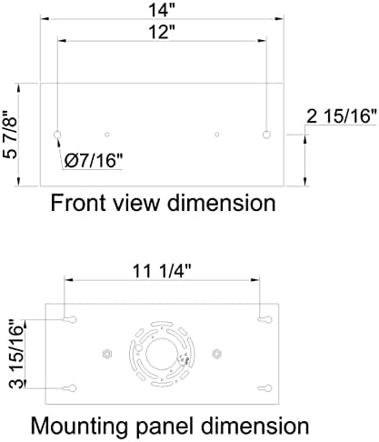 Two-Pendant Linear Canopy Kit, 14 inch Matte Black