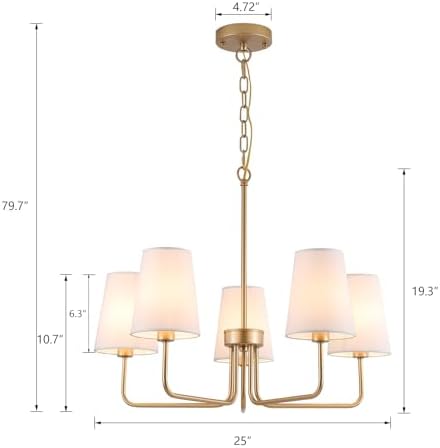 AMZASA 5-Light Gold Chandelier