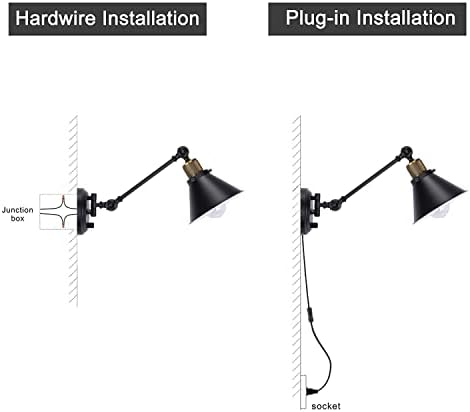 TRLIFE Dimmable Plug-in Swing Arm Wall Sconces, 2 Pack