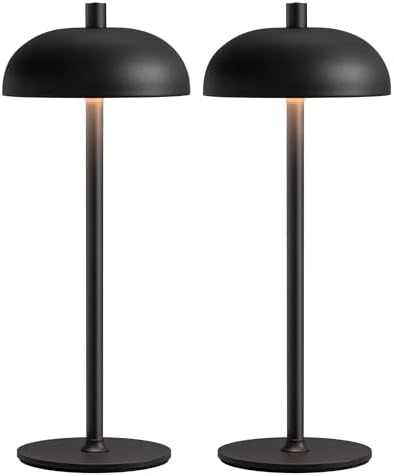 12" Cordless Table Lamps Set of 2, Black