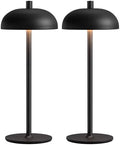 12" Cordless Table Lamps Set of 2, Black