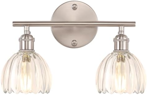 Shenmoyl 2-Light Bathroom Vanity Light, Satin Nickel