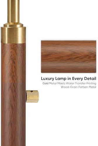 Dimmable Arc Floor Lamp, 65" Tall, Gold and Walnut Color