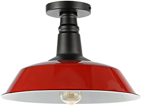 JONATHAN Y Camila 14" Industrial Semi Flush Mount, Black/White