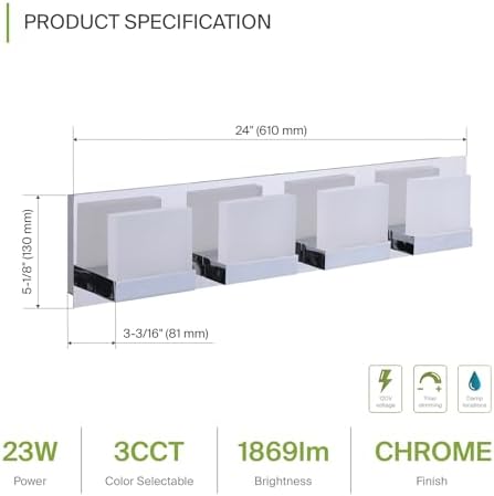 ASD 24-Inch 4-Light LED Bathroom Vanity Light