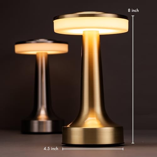 O'Bright Cordless Rechargeable LED Mushroom Table Lamp, Gold