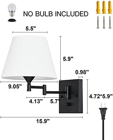 Pauwer Plug-in Swing Arm Wall Sconces, Set of 2