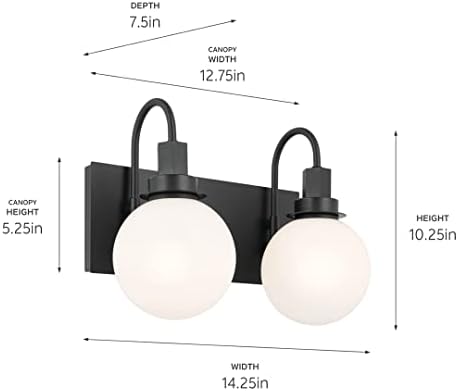 Kichler Hex 2-Light Bathroom Vanity Light, Black