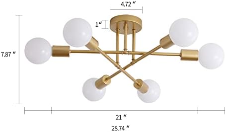 MEIXISUE Gold Modern Sputnik Chandelier, 6 Lights