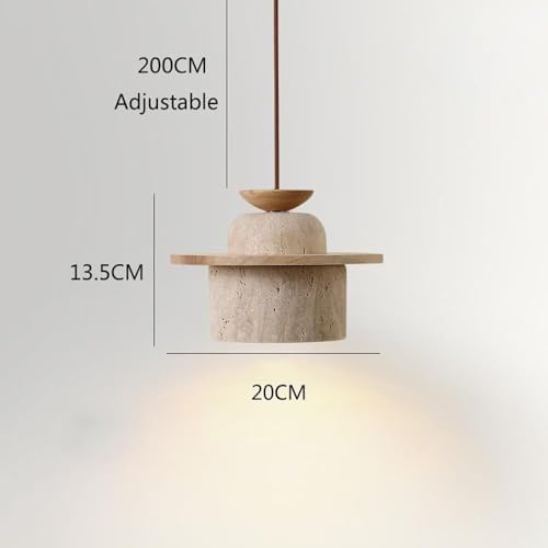 Mid-Century Yellow Travertine Pendant Light, 3000K