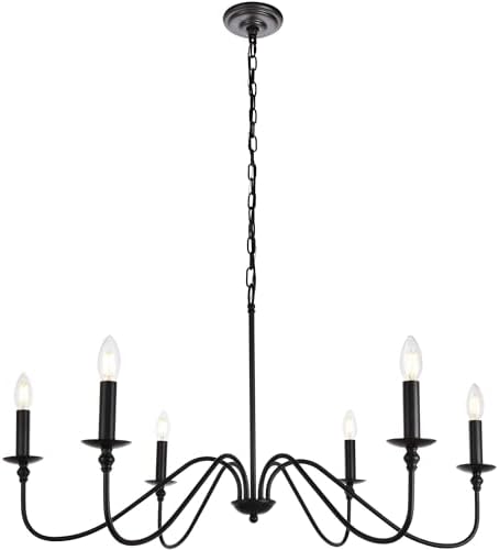 Elegant Lighting Rohan 6-Light Chandelier, Matte Black